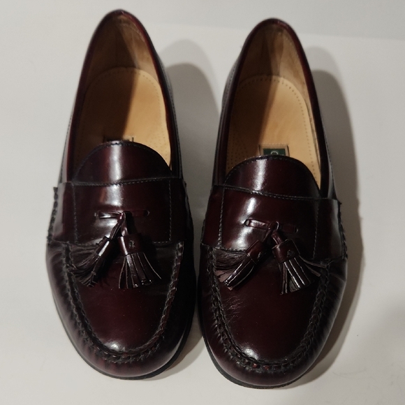Cole Haan Burgandy Pinch Tassel Moc-Toe Loafers Size 10 - Picture 14 of 15
